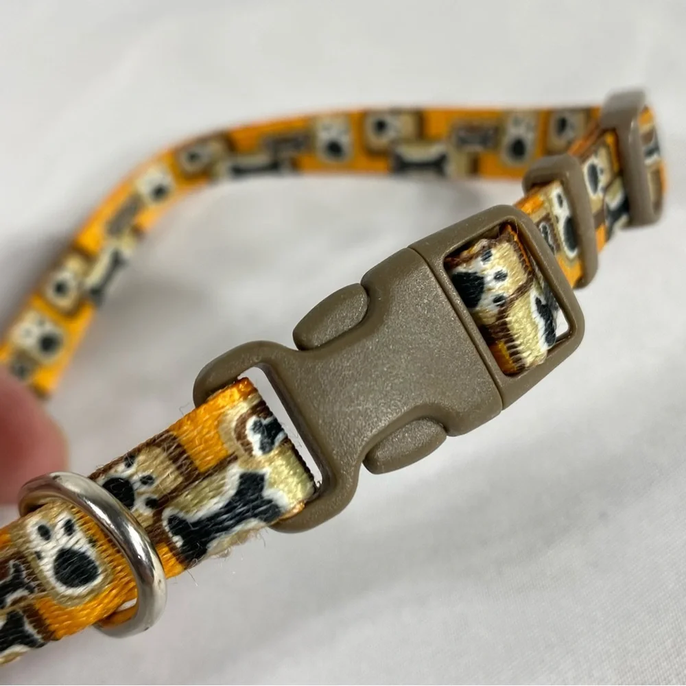 Dog Bone & Puppy Paw Design Puppy Small Animal Collar X-Small